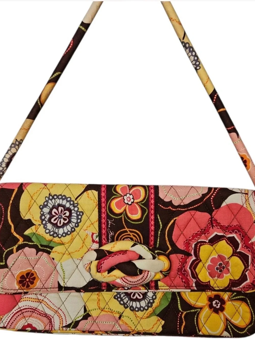 Vera Bradley Yellow Pink Floral Quilted Crossbody